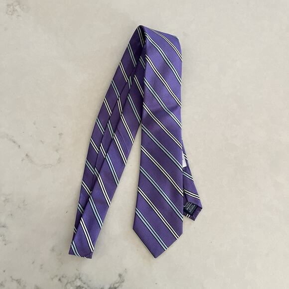 Ryan Seacrest Distinction Purple Necktie stripe 100% Silk elegant, classic, work - Picture 3 of 9